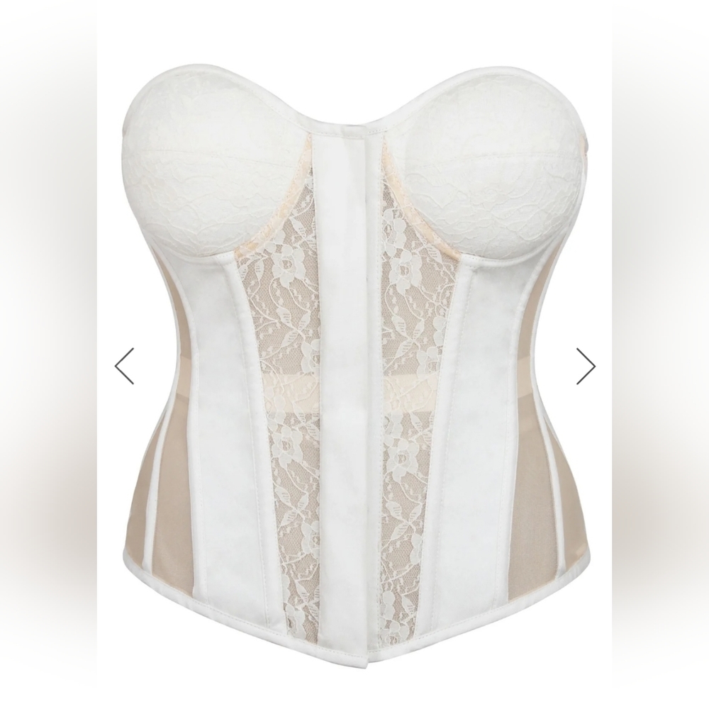 Corset Story. Steel boned corset.  Cream and off-white size 32